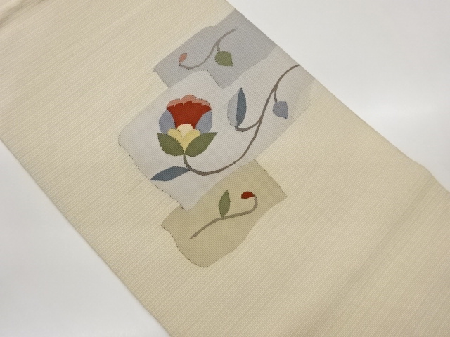 JAPANESE KIMONO / NAGOYA OBI / WOVEN ARABESQUE FLOWER 